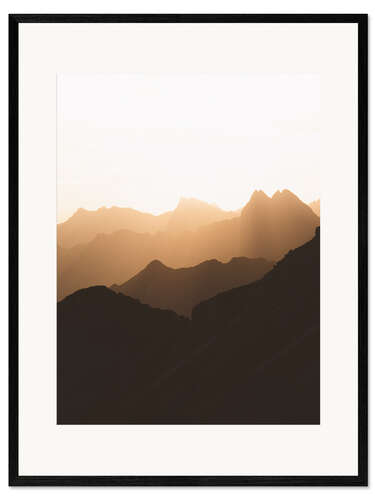 Inramat konsttryck Silhouette of the Alps at sunrise