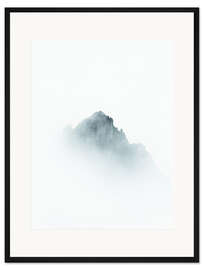 Gerahmter Kunstdruck Bergspitze im Nebel