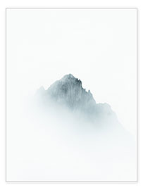 Poster Mountain peak in the fog