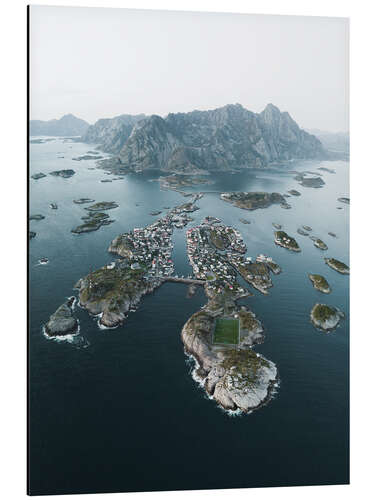 Tableau en aluminium Terrain de football de Henningsvaer en Norvège