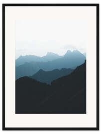 Gerahmter Kunstdruck Blaue Berggipfel in den Alpen
