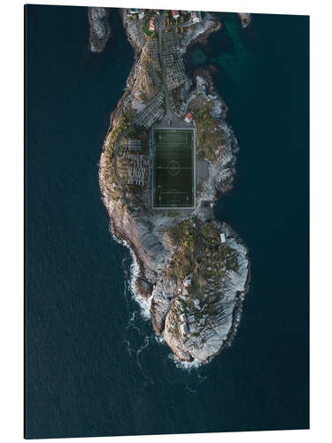 Alubild Fußballfeld Henningsvaer auf den Lofoten