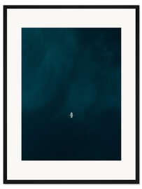 Gerahmter Kunstdruck Kleines Ruderboot von oben