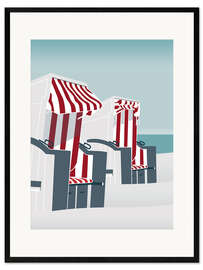Ingelijste kunstdruk Beach chairs