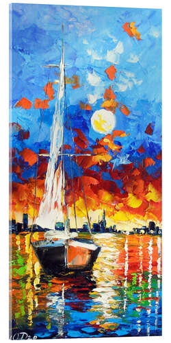 Acrylic print Evening sailboat