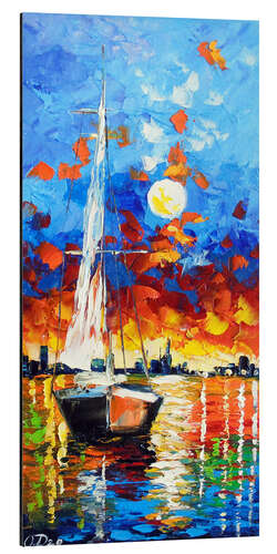 Aluminium print Evening sailboat