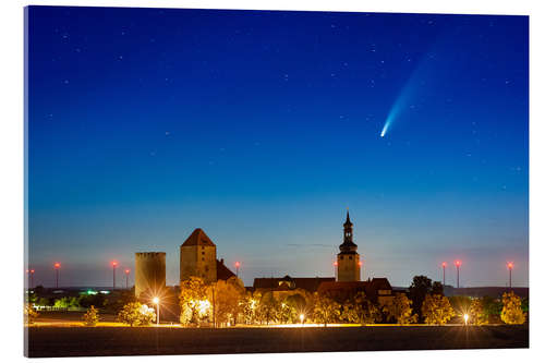 Quadro em acrílico Cometa Neowise sobre o Castelo de Querfurt