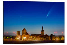 Cuadro de aluminio Cometa Neowise sobre el castillo de Querfurt