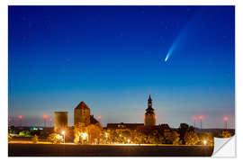 Sticker mural Comète Neowise au-dessus du château de Querfurt