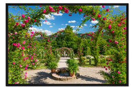 Gerahmter Kunstdruck Rosengarten im Sommer