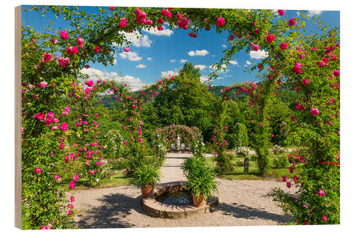 Trätavla Rose garden in summer