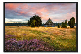 Gerahmter Kunstdruck Hütte in der Lüneburger Heide