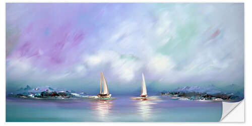 Selvklebende plakat Sailing in pastel