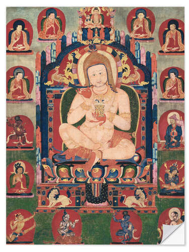 Selvklebende plakat Jnanatapa in the presence of lamas and mahasiddhas