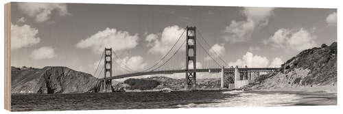 Holzbild Baker Beach mit Golden Gate Bridge