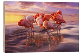 Holzbild Flamingo Siesta