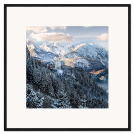Impression artistique encadrée Château de Neuschwanstein en hiver, Allgäu, Bavière
