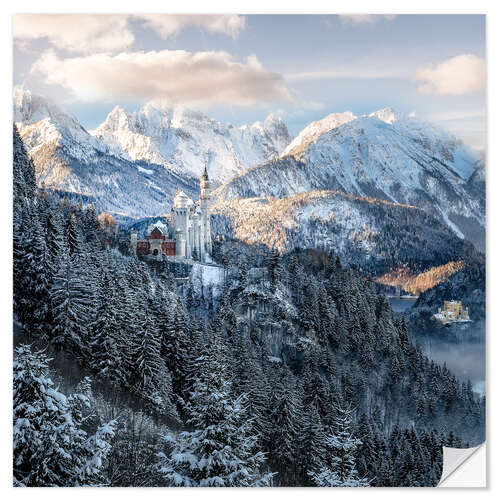 Wall sticker Neuschwanstein Castle in winter, Allgäu, Bavaria