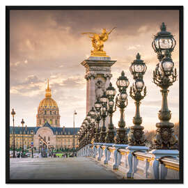 Gerahmter Kunstdruck Paris, Pont Alexandre und Invalidendom
