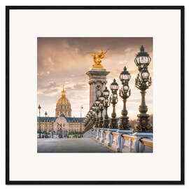 Gerahmter Kunstdruck Paris, Pont Alexandre und Invalidendom