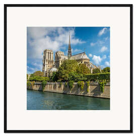 Impression artistique encadrée Cathédrale Notre-Dame de Paris en bord de Seine