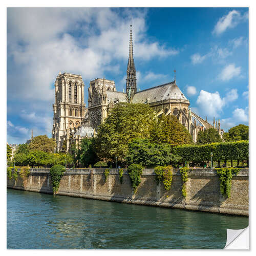 Sticker mural Cathédrale Notre-Dame de Paris en bord de Seine