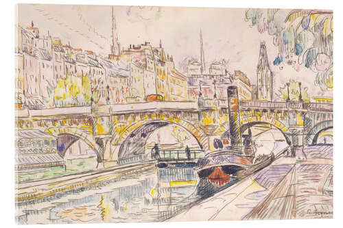 Acrylglasbild Schlepper an der Pont Neuf, Paris