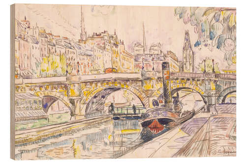 Wood print Tugboat at the Pont Neuf, Paris