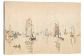 Hout print Study of sailing boats