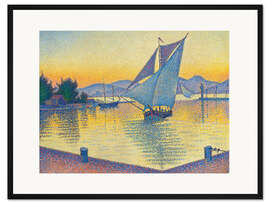 Gerahmter Kunstdruck Hafen im Sonnenuntergang