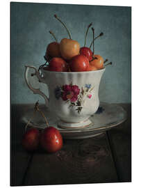 Aluminium print Still life with fresh cherries