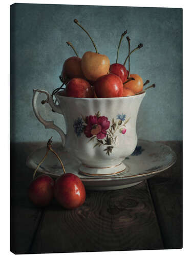 Canvas print Still life with fresh cherries