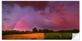 Självhäftande poster Rainbow at sunset with lightning