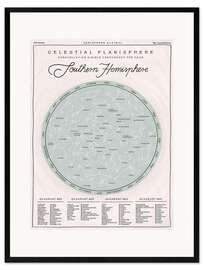 Ingelijste kunstdruk Celestial planisphere