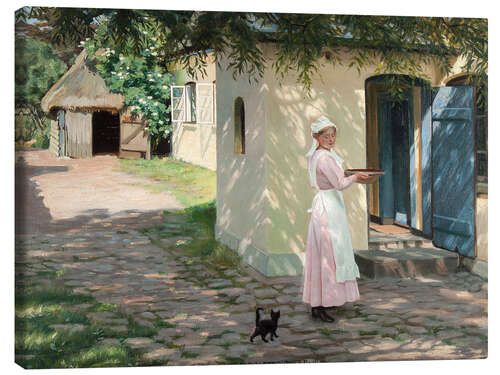 Canvas print Woman on a sunny farm