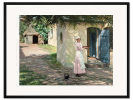 Gerahmter Kunstdruck Frau auf einer sonnigen Farm