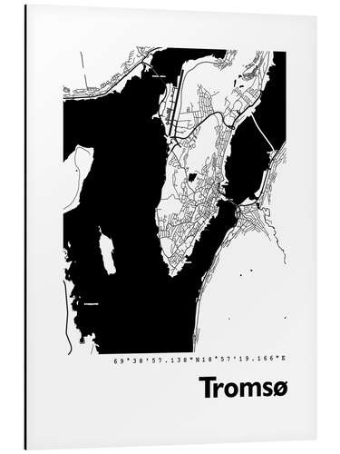 Print på aluminium Map of Tromso