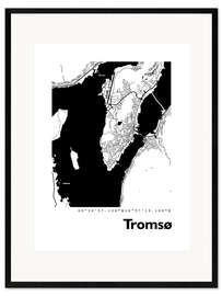 Inramat konsttryck Map of Tromso