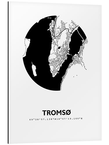 Stampa su alluminio Mappa della città di Tromsø