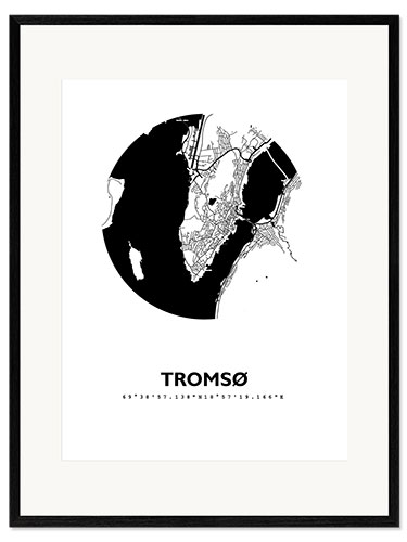 Impression artistique encadrée Plan de la ville de Tromsø en Norvège