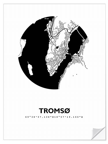 Sticker mural Plan de la ville de Tromsø en Norvège