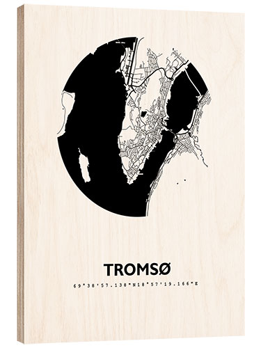 Holzbild Stadtplan von Tromsø