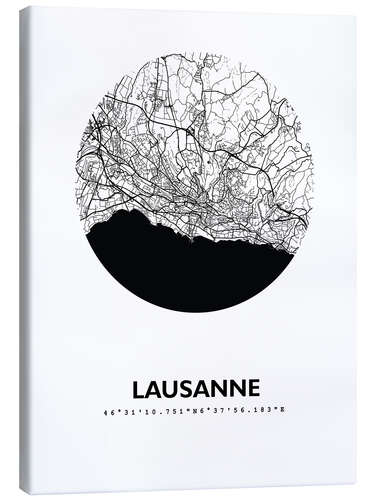 Canvas print City map of Lausanne