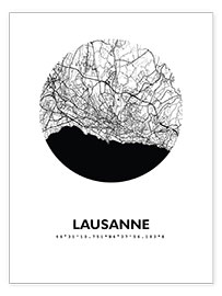 Póster Mapa de la ciudad de Lausana