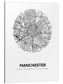 Quadro em alumínio Mapa de Manchester