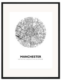 Gerahmter Kunstdruck Karte von Manchester