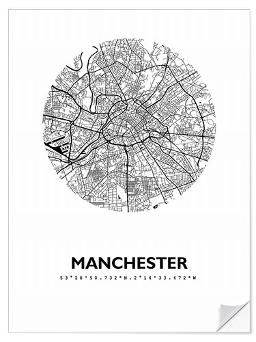 Naklejka na ścianę Map of Manchester