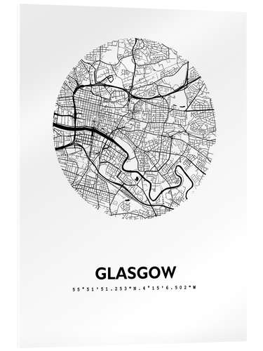 Acrylglasbild Stadtplan Glasgow