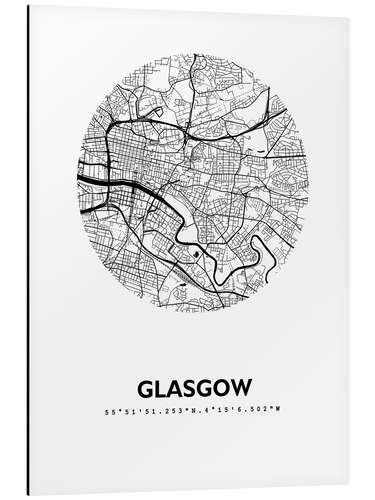 Aluminiumtavla City map Glasgow