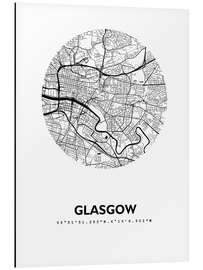 Quadro em alumínio Mapa da cidade de Glasgow